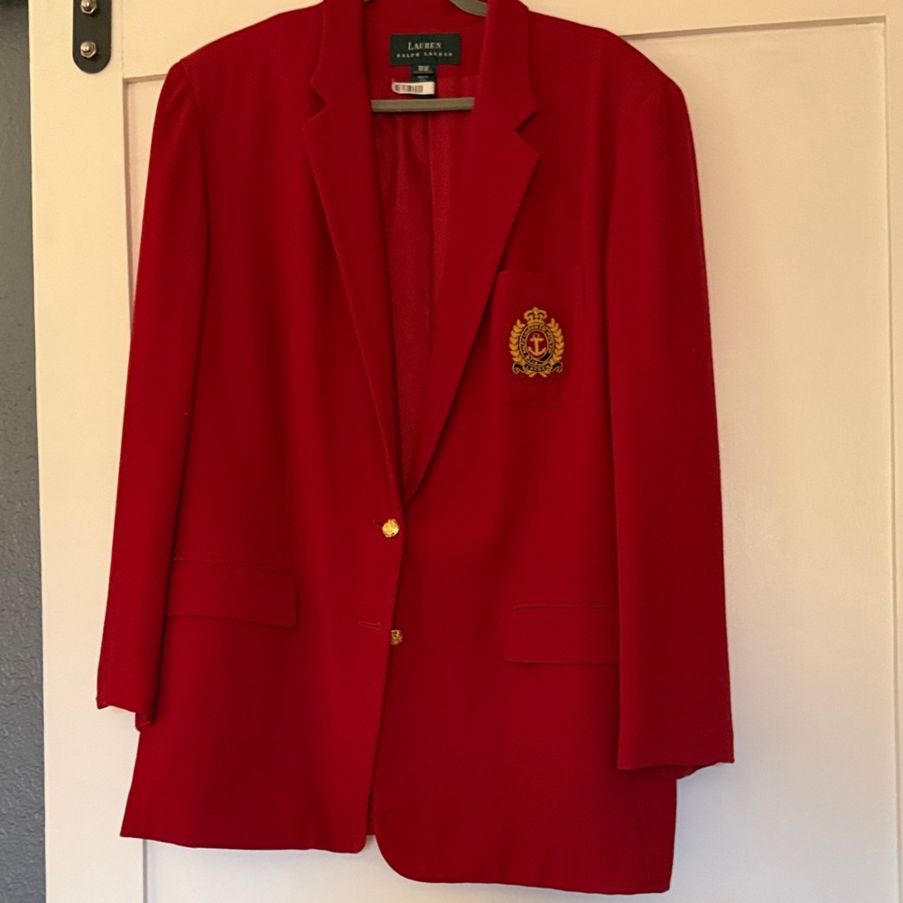 Lauren Ralph Lauren Scarlet Blazer with Gold Accents